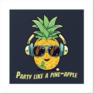 Pineapple Surfing on Vinyl Record T-Shirt Design for Music and Summer Lovers Posters and Art